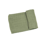 Angel Dear Bamboo Cotton Muslin Swaddle Blanket - Oil Green Solid