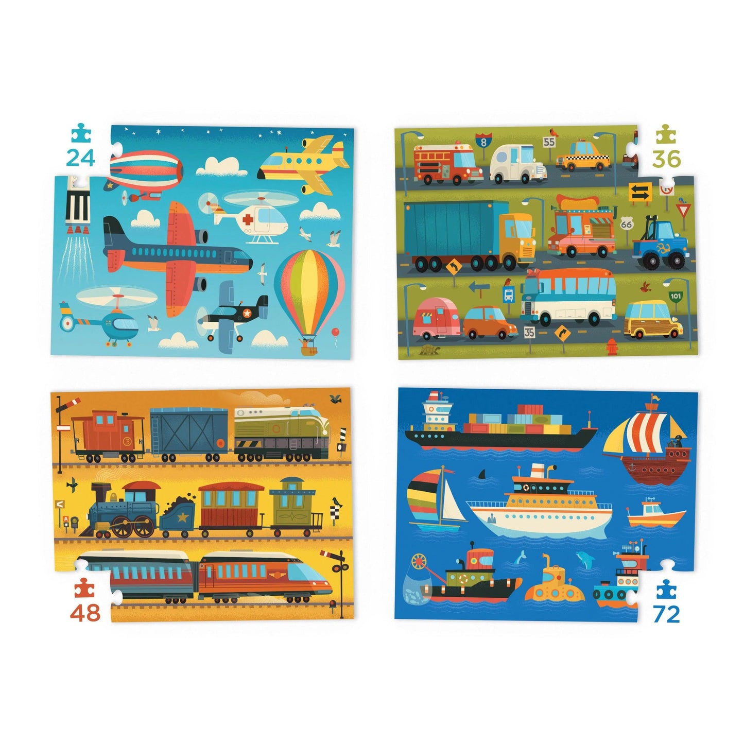 Four Puzzles to Grown On Set - Vehicles