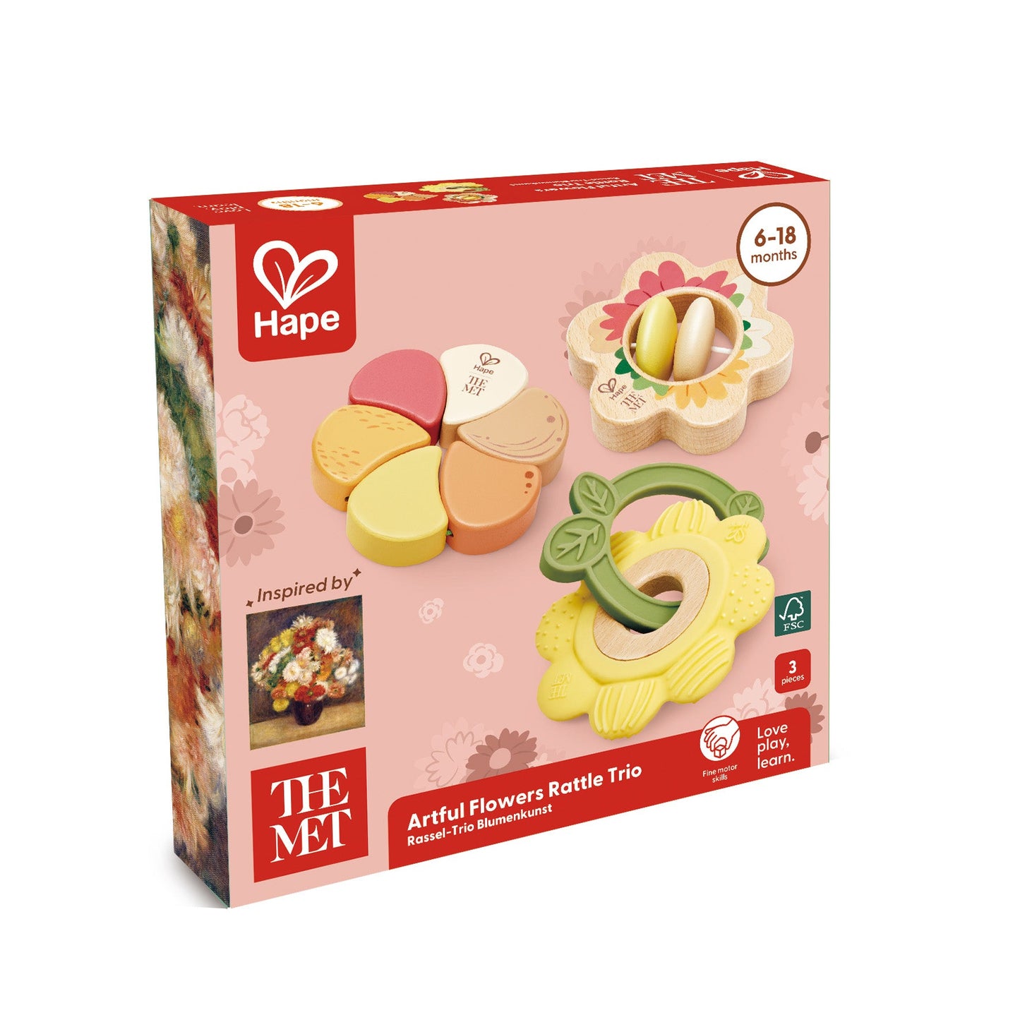 Hape The Met Collection Artful Flowers Rattle Trio