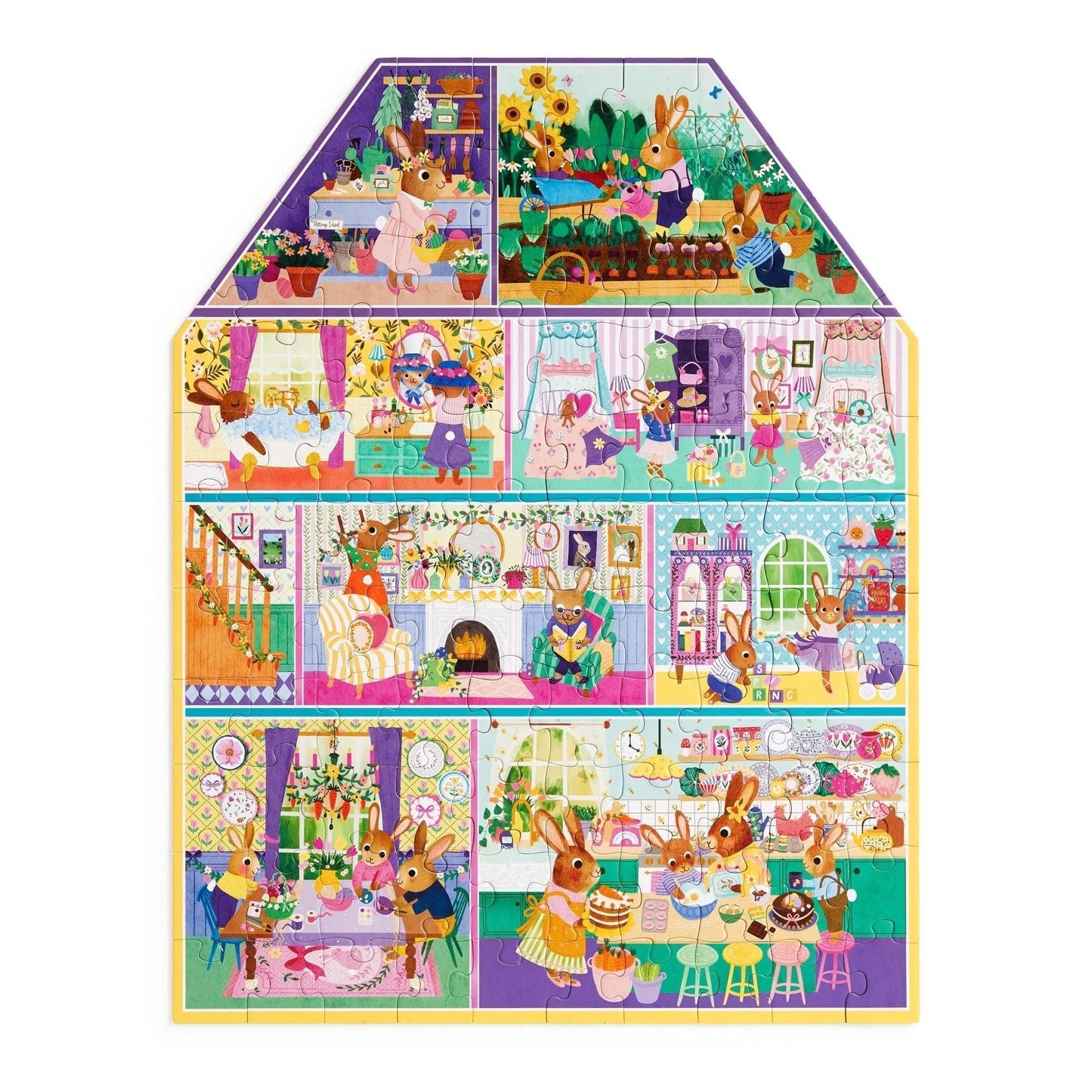 Mudpuppy Cottontail Cottage 100-Piece House-shaped Puzzle