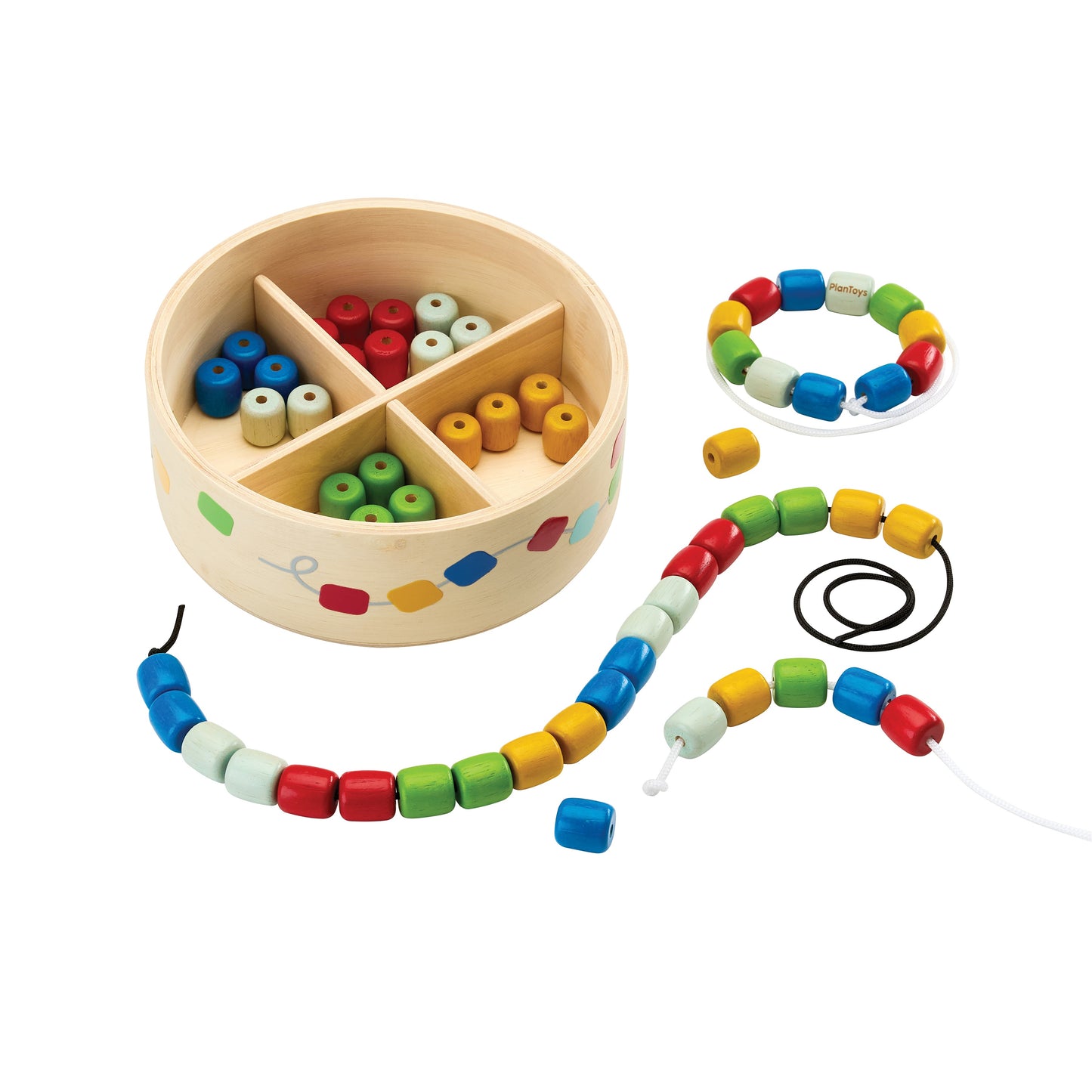 Plan Toys Threading Beads With Container