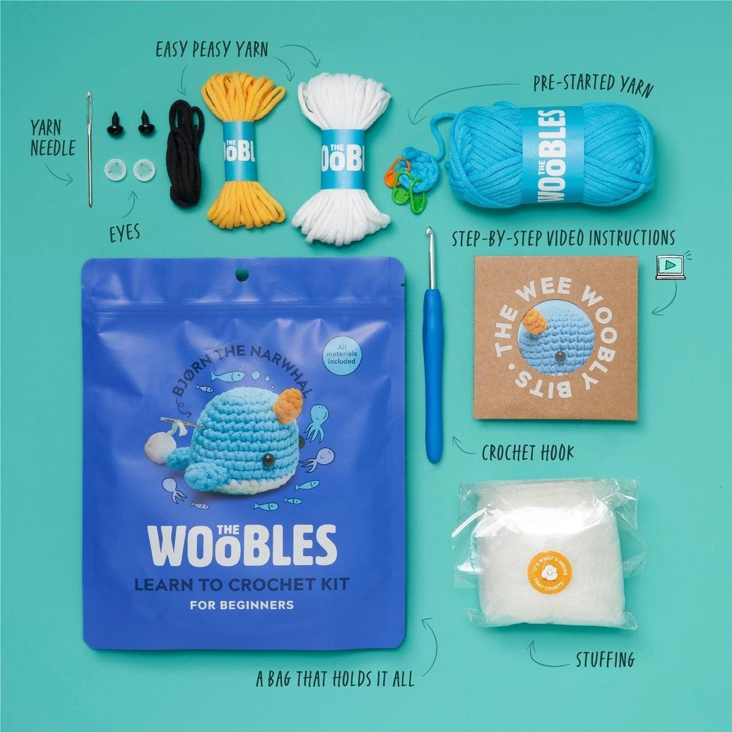 The Woobles Learn to Crochet Kits for Beginners - Bjorn the Narwhal