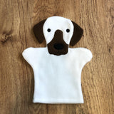 Fleece Hand Puppet - White w/ Brown Dog