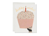 Red Cap Birthday Cards - Panda Cupcake
