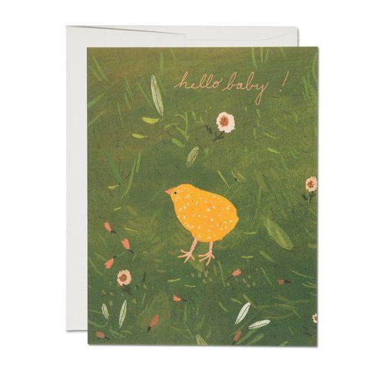 Red Cap New Baby Cards - Baby Chick