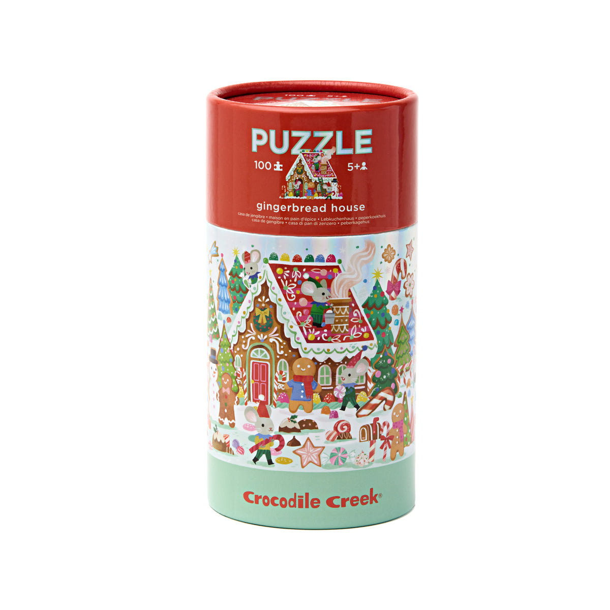 Gingerbread House 100-Piece Holographic Canister Puzzle