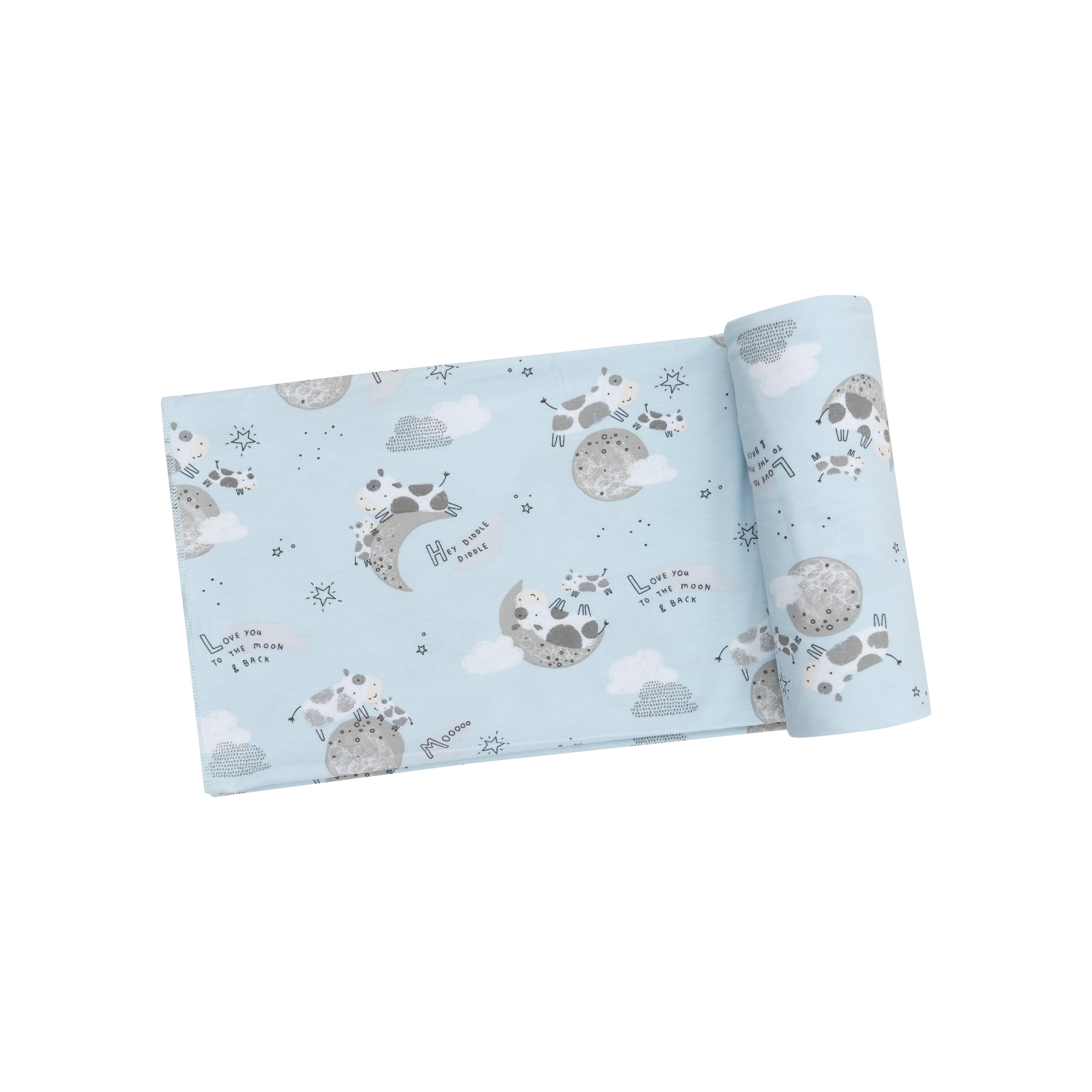 Angel Dear Bamboo Stretch Knit Swaddle Blanket - I Love You to the Moon Cows