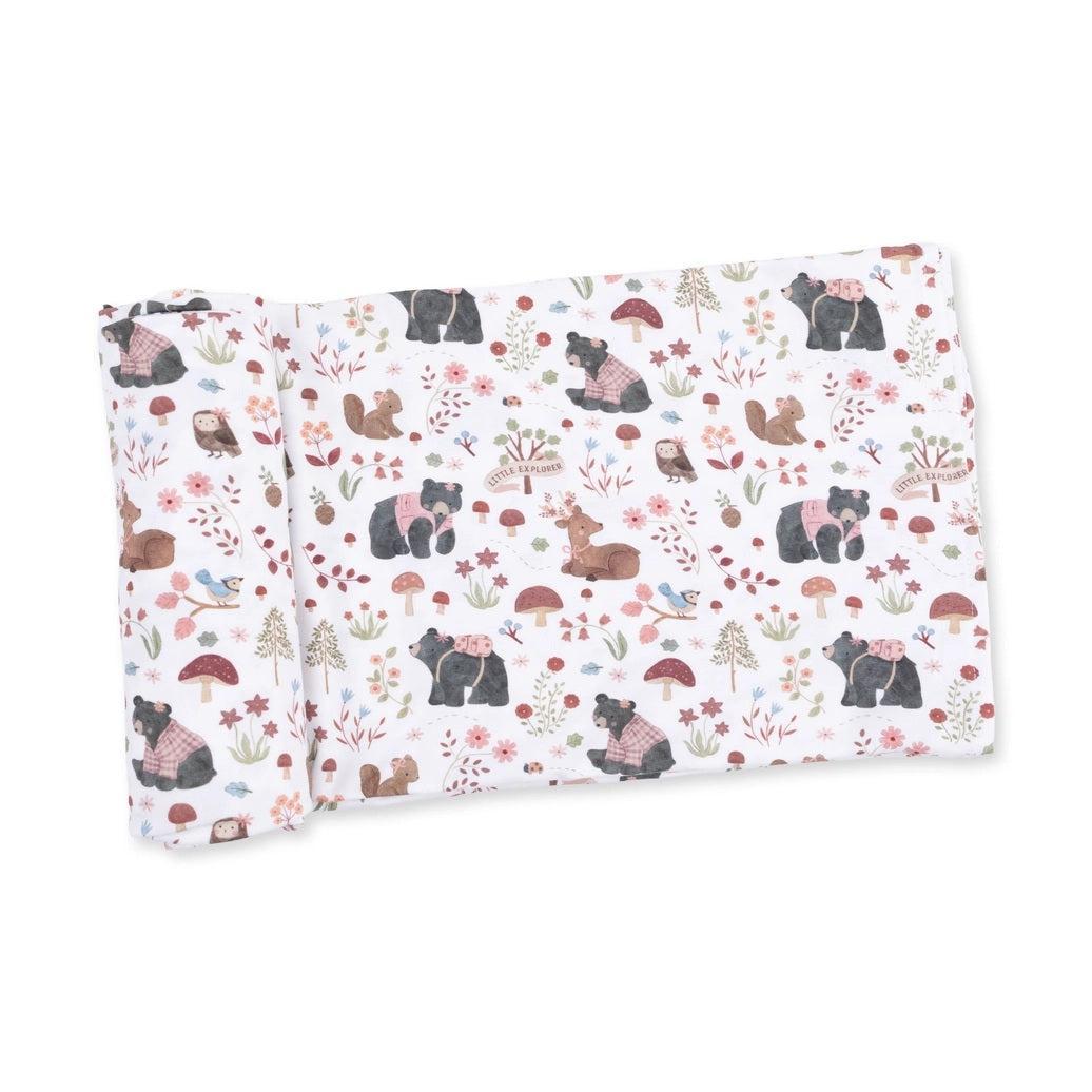 Angel Dear Bamboo Stretch Knit Swaddle Blanket - Southern Woodland Animals (Pink)