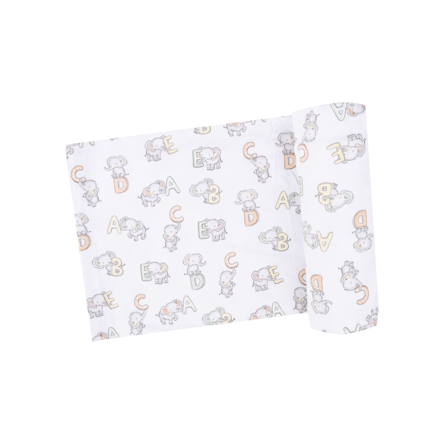 Angel Dear Bamboo Stretch Knit Swaddle Blanket - Vintage Elephant ABC