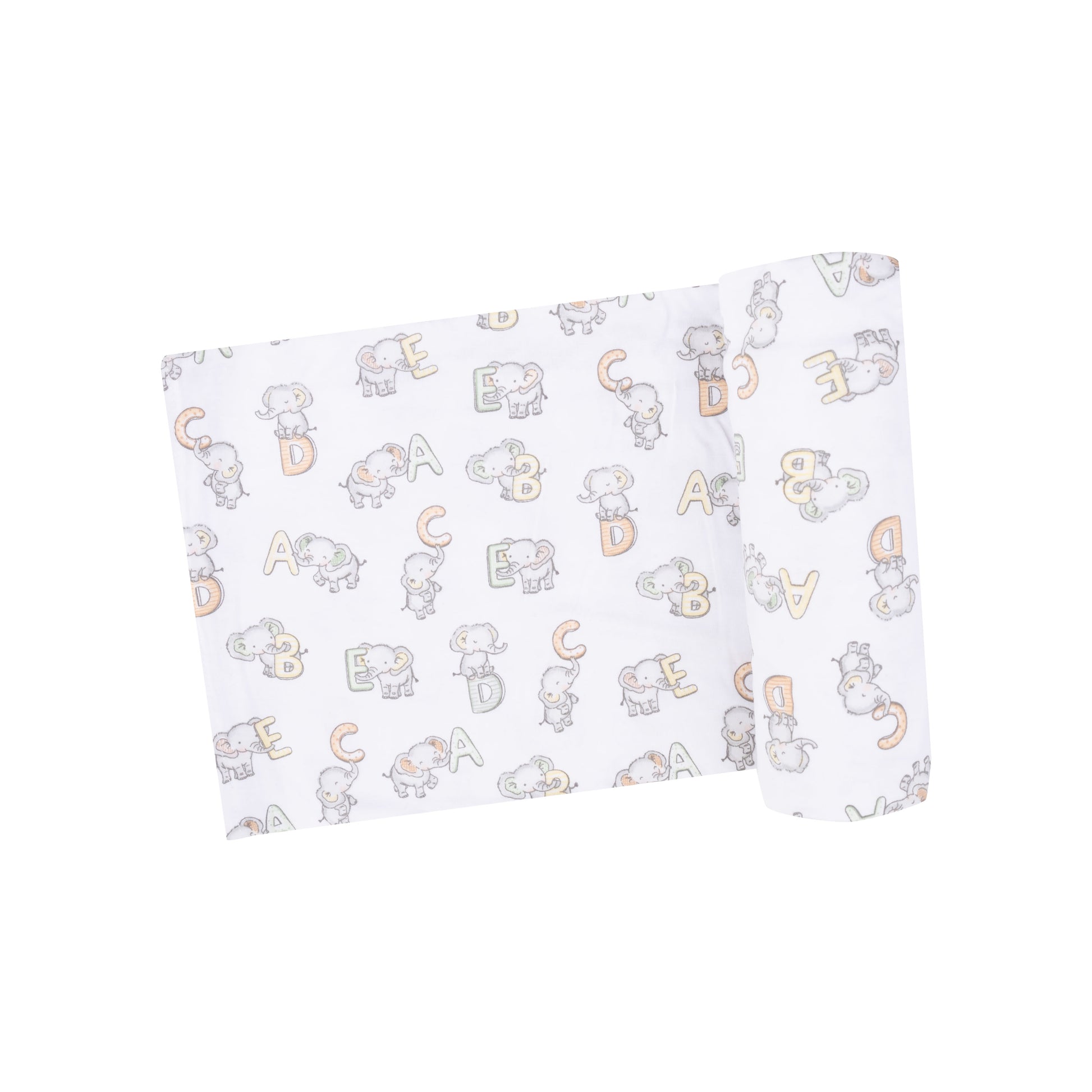 Angel Dear Bamboo Stretch Knit Swaddle Blanket - Vintage Elephant ABC