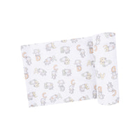 Angel Dear Bamboo Stretch Knit Swaddle Blanket - Vintage Elephant ABC