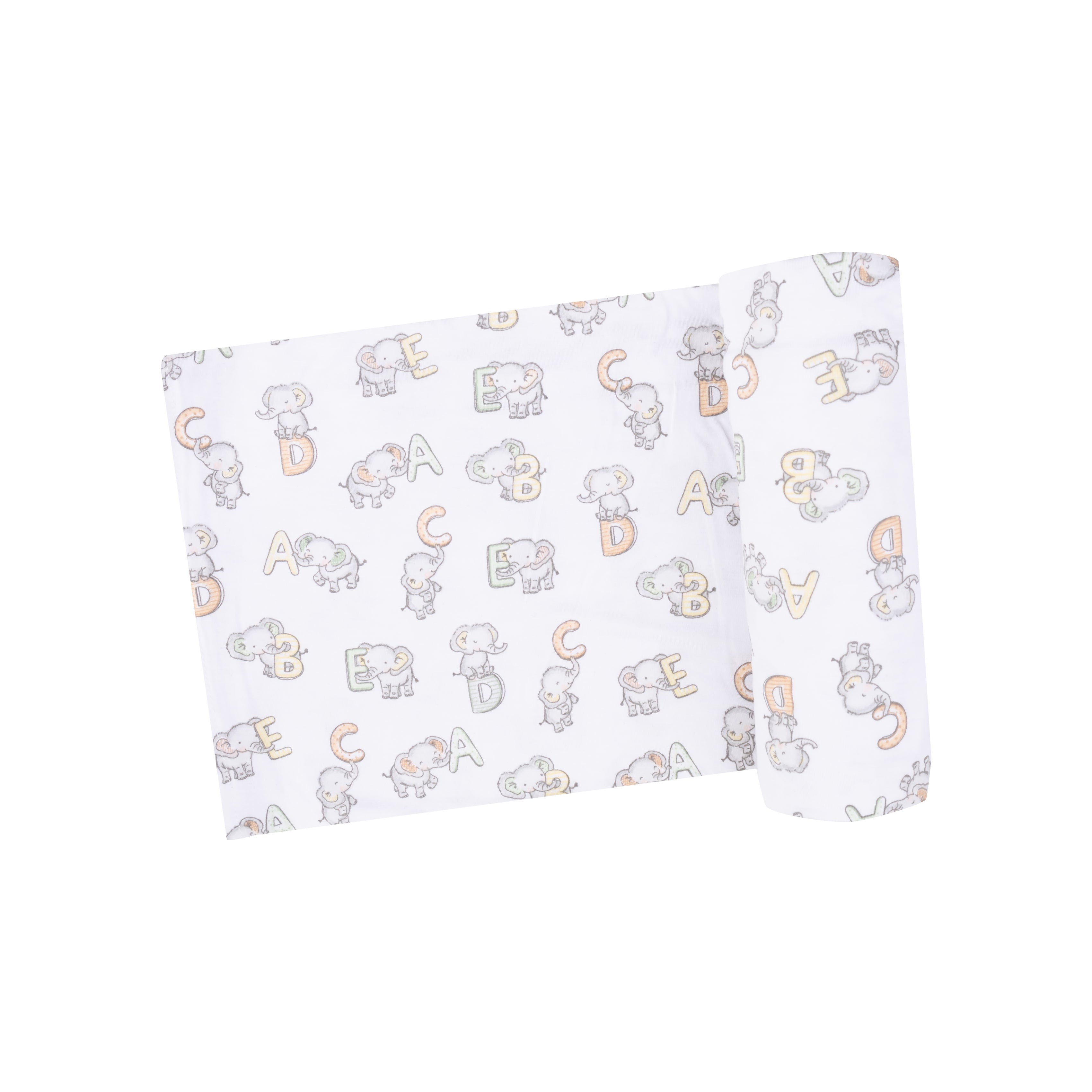 Angel Dear Bamboo Stretch Knit Swaddle Blanket - Vintage Elephant ABC