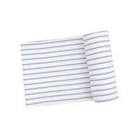 Angel Dear Ribbed Modal Swaddle Blanket - French Stripe Dusty Blue