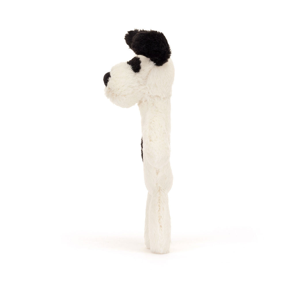 JellyCat Bashful Black & Cream Rufferty Puppy Ring Rattle