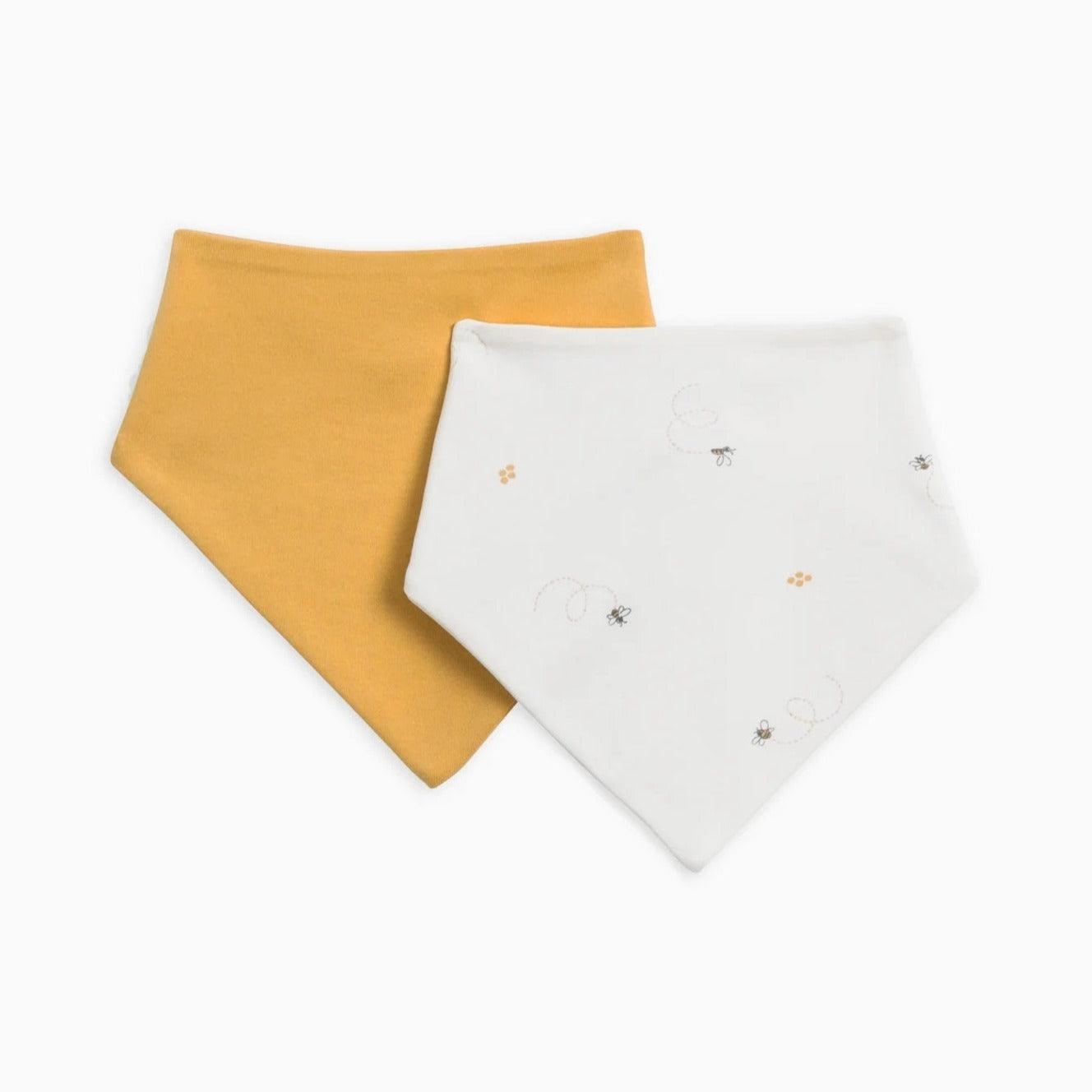 Colored Organics Bandana Bibs (2-Pack Bib Set) - Honey + Bee