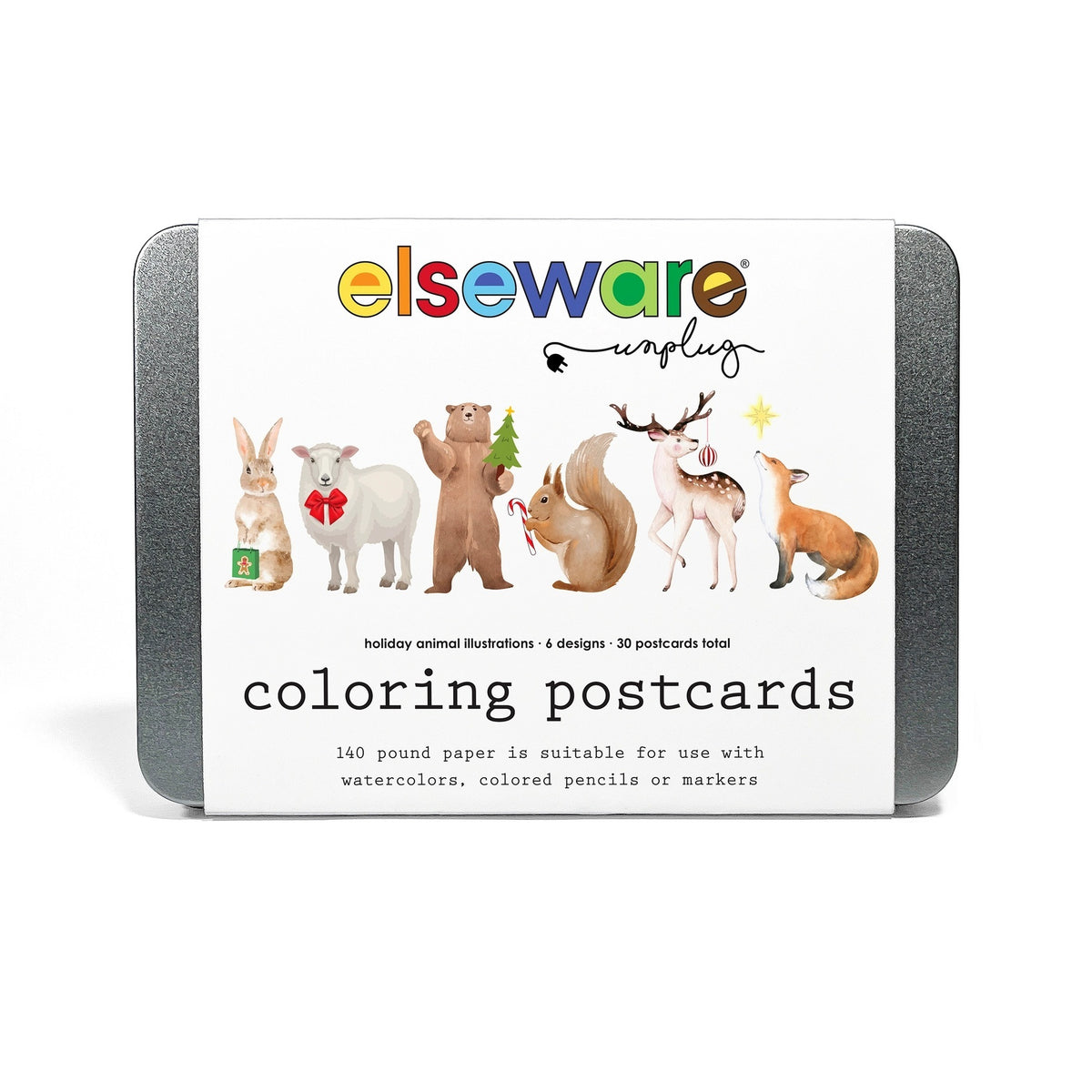 Elseware Unplug Coloring Postcards - Holiday Animals