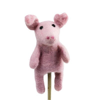 Felted Wool Finger Puppet - Pig