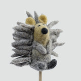 Felted Wool Finger Puppet - Hedgehog (Grey)