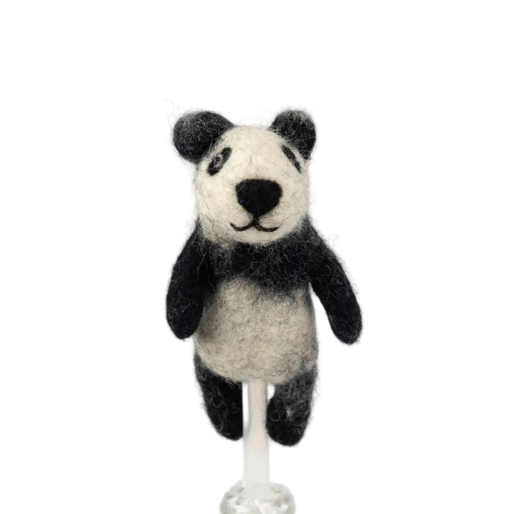 Felted Wool Finger Puppets from The Winding Road - Panda