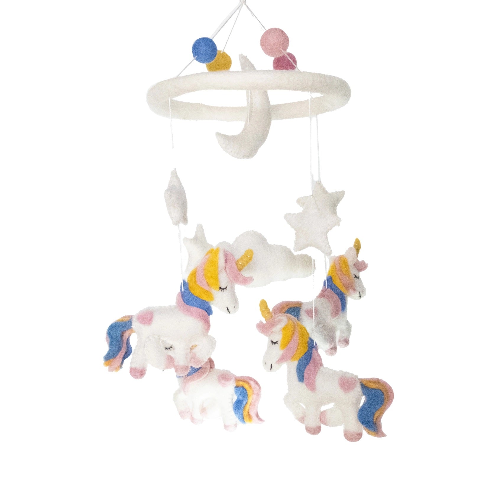 Felted Wool Mobiles from The Winding Road - Pastel Rainbow Unicorns
