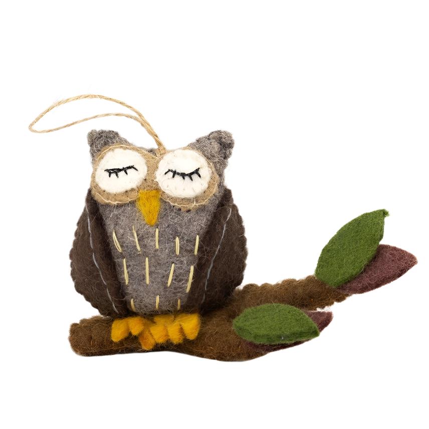 Felted Wool Ornaments from The Winding Road - Forest Animals (Owl)