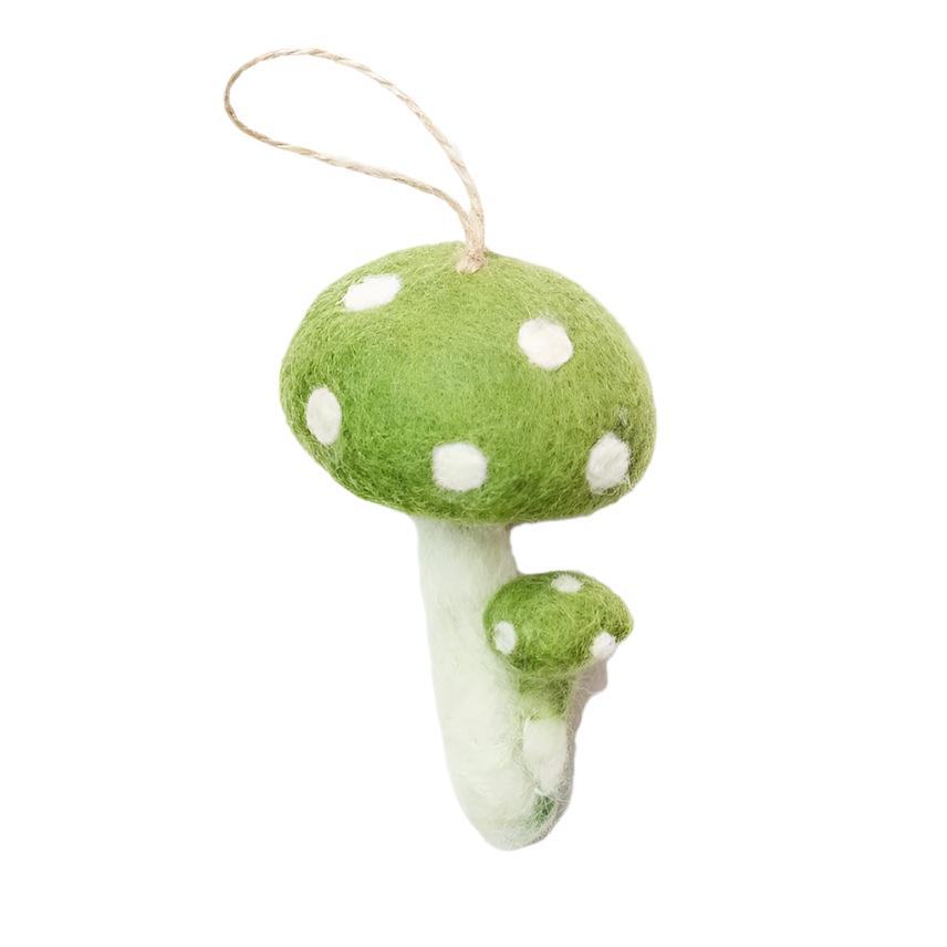 Felted Wool Ornaments from The Winding Road - Light Green Mushroom