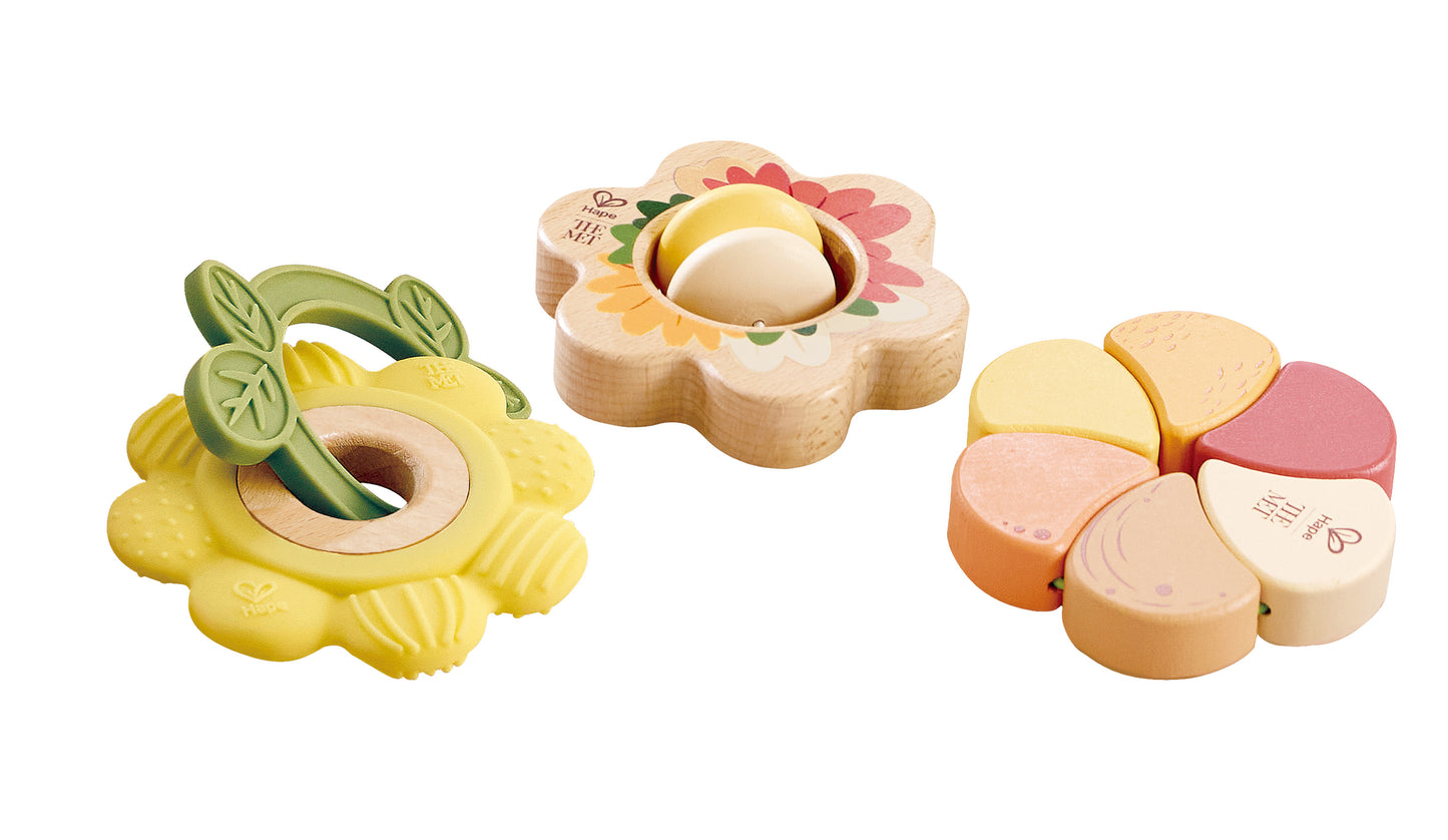 Hape The Met Collection Artful Flowers Rattle Trio