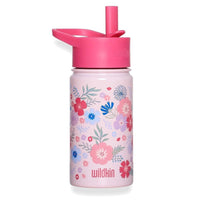 Insulated 14 oz Stainless Steel Water Bottle w/ Straw - Pink Floral