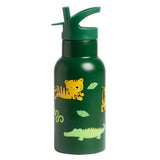 Insulated Stainless Steel Water Bottle w/ Straw - Jungle Tiger