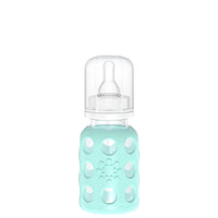 Lifefactory 4 oz Glass Baby Bottles with Silicone Sleeve - Mint