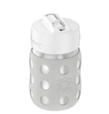 Lifefactory 8 oz Stainless Steel Baby Bottle with Straw Cap - Stone Grey