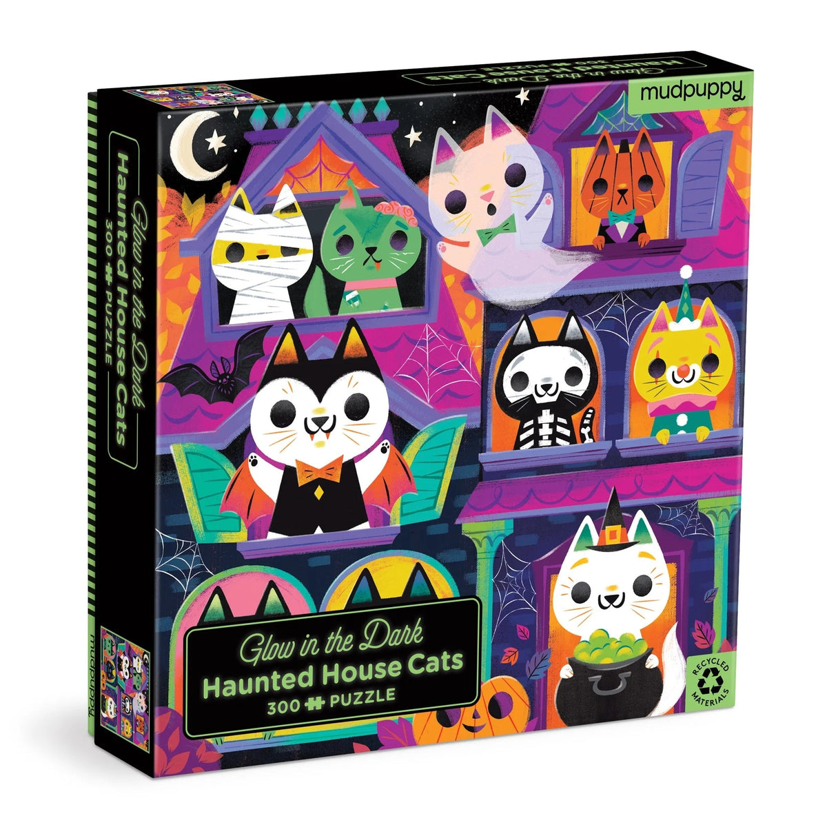 Mudpuppy Haunted House Cats 300-Piece Glow in the Dark Puzzle