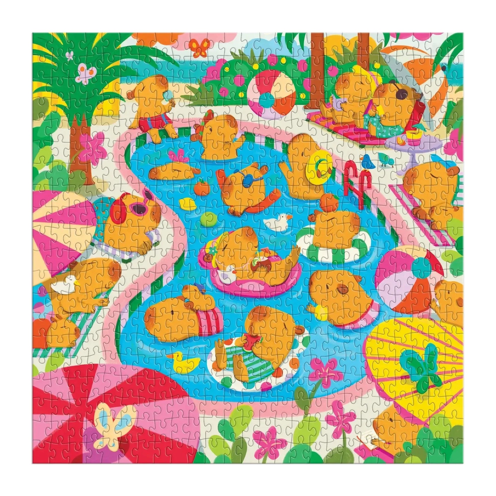 Mudpuppy Capybara Pool Day 500-Piece Family Puzzle