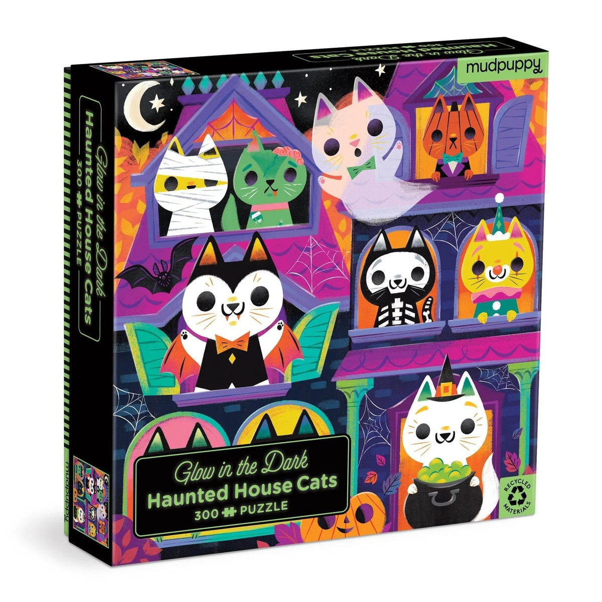 Mudpuppy Haunted House Cats 300-Piece Glow in the Dark Puzzle