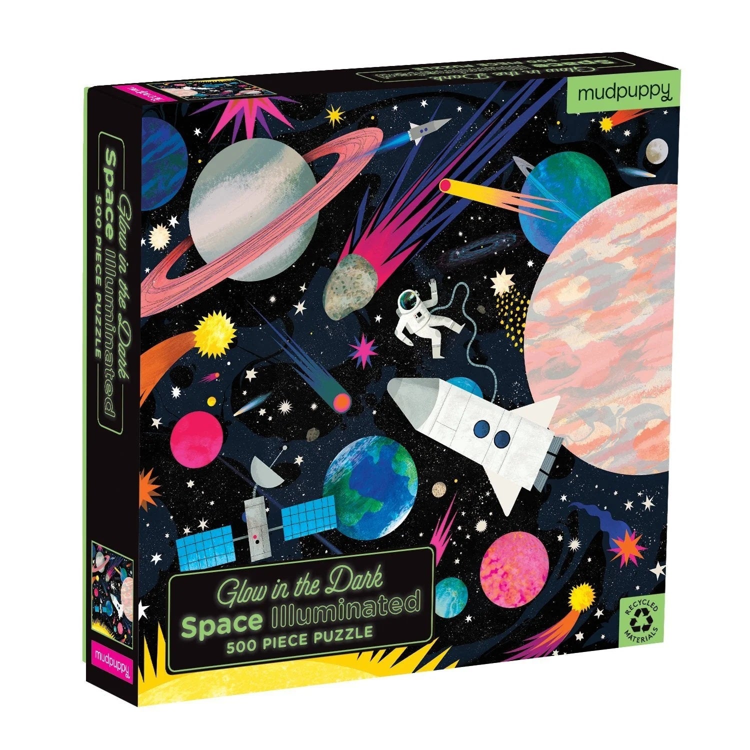Mudpuppy Space Illuminated Glow in the Dark 500-Piece Family Puzzle