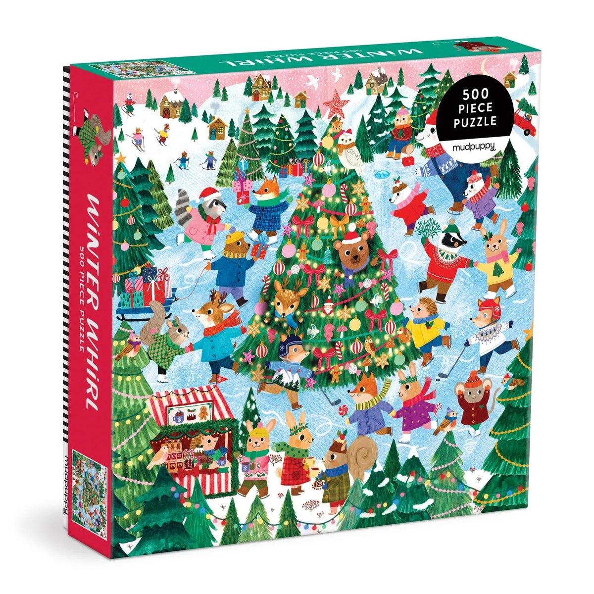 Mudpuppy Winter Whirl 500-Piece Family Puzzle