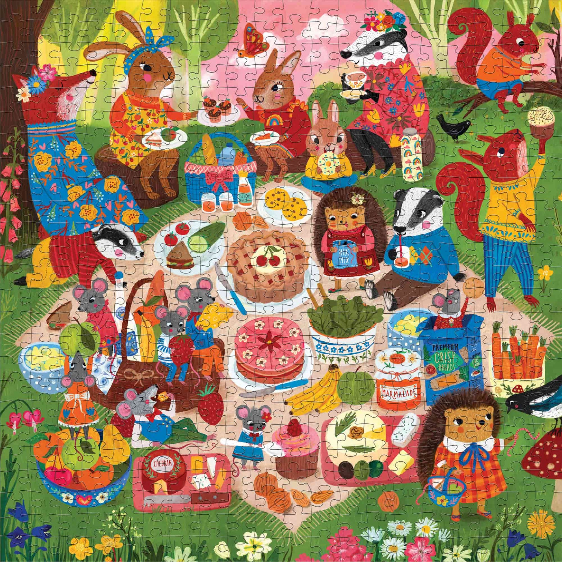 Mudpuppy Woodland Picnic 500-Piece Family Puzzle