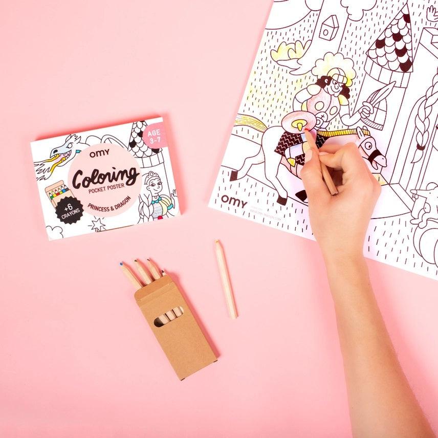 OMY Pocket Coloring Poster Sets - Princess & Dragon