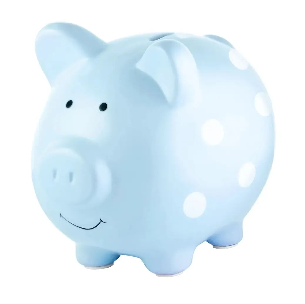 Pearhead Ceramic Bank - Blue Polka Dot