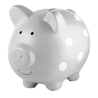 Pearhead Ceramic Bank - Grey Polka Dot Piggy