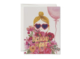 Red Cap Birthday Cards - Heart Shaped Glasses