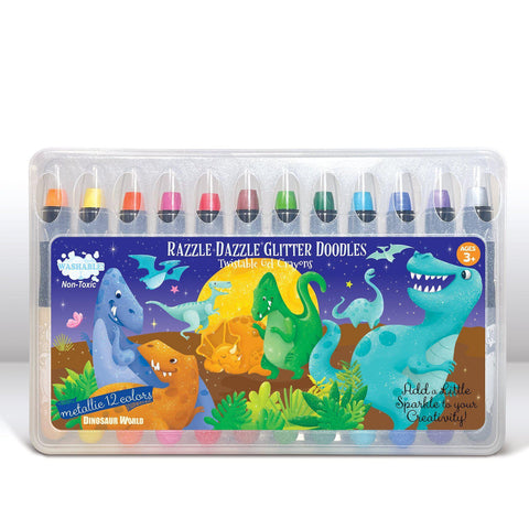 The Piggy Story Glitter Doodle Gel Crayons - Dinosaur World