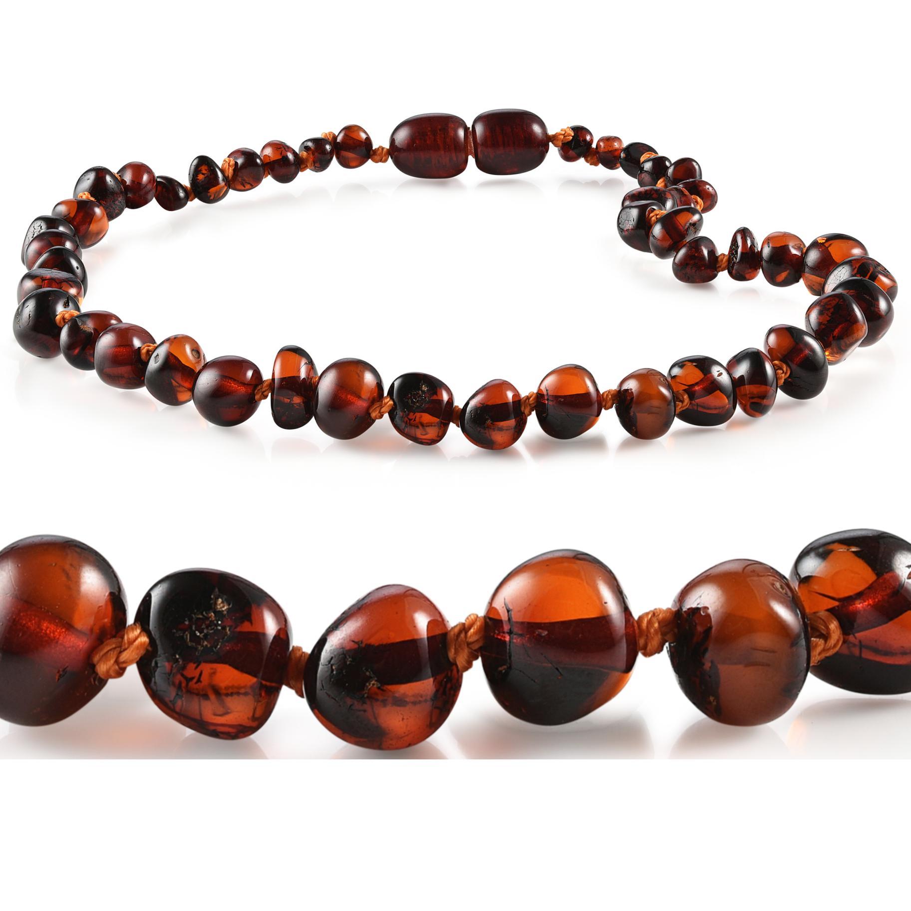 Amber Necklaces by R.B. Amber Jewelry (Small - 10-11") - Polished Dark Cognac