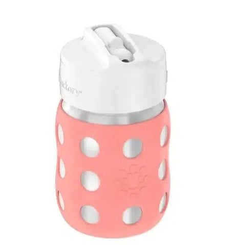 Lifefactory 8 oz Stainless Steel Baby Bottle with Straw Cap - Cantaloupe