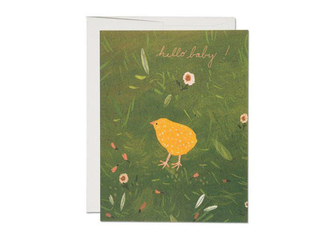 Red Cap New Baby Cards - Baby Chick