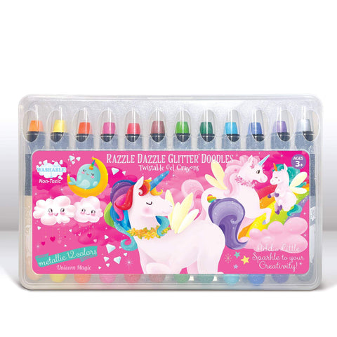 The Piggy Story Glitter Doodle Gel Crayons - Unicorn Magic